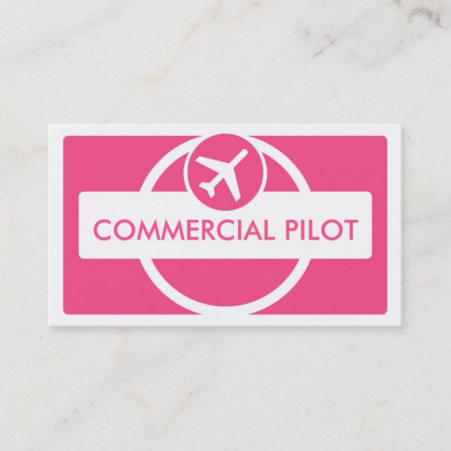 Pink white simple custom pilot business cards (Front)