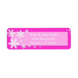 Pink white snowflake Christmas holiday labels