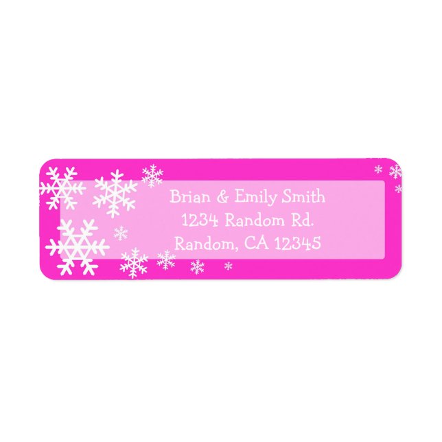 Pink white snowflake Christmas holiday labels (Front)