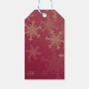 Pink White Snowflakes Minimalist Christmas Gift Tags