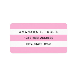 Pink White Solid Stripes Pattern Address Labels