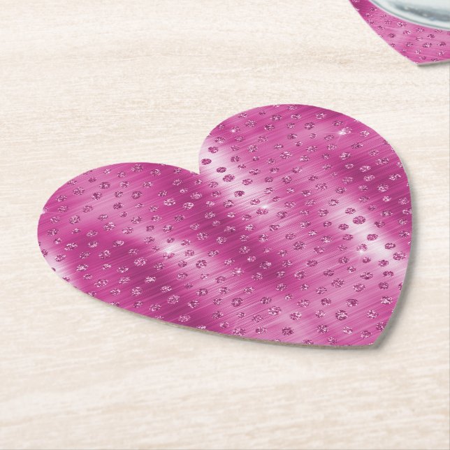 Pink White Sparkle Cheetah Print      Paper Coaster (Angled)