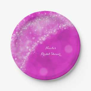 Pink & White Sparkle Cinderella Any Event Party Paper Plate