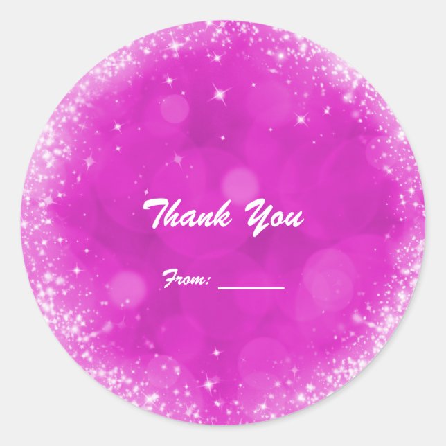 Pink & White Sparkle Faux Glitter Any Event Party Classic Round Sticker (Front)