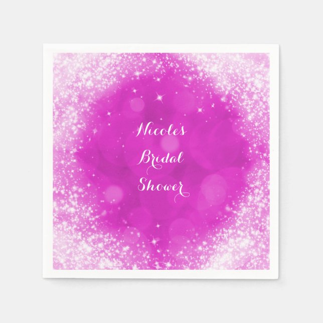 Pink & White Sparkle Faux Glitter Any Event Party Napkin (Front)
