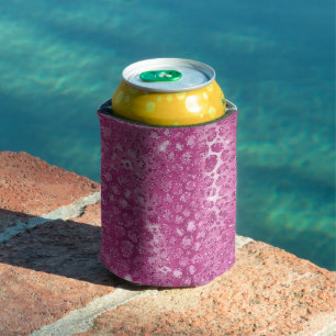 Pink White Sparkle Leopard Print  Can Cooler