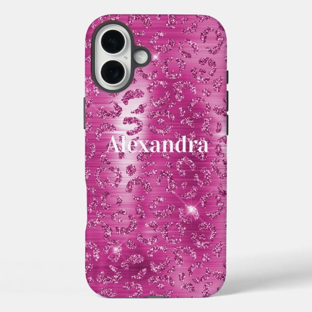 Pink White Sparkle Leopard Print      Case-Mate iPhone Case (Back)