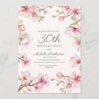 Pink White Springtime Floral Women's 30th Birthday