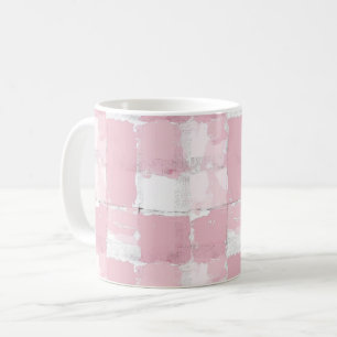 Pink White Squares Coffee Mug