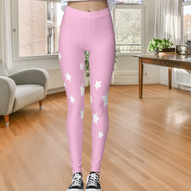 Pink white stars leggings (Creator Uploaded)