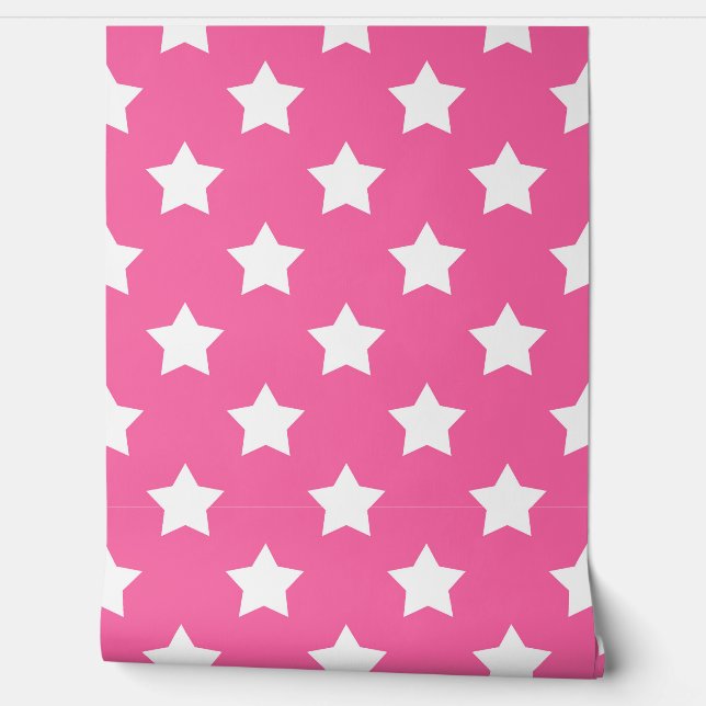 Pink White Stars Pattern Background Wallpaper (Unrolling)