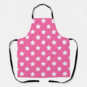 Pink White Stars Pattern Decorative Apron