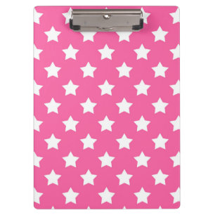 Pink White Stars Pattern Decorative Clipboard