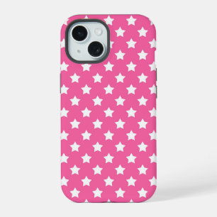 Pink White Stars Pattern Decorative iPhone 15 Case