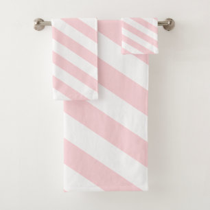 Pink & White Stripe Bathroom Towel Sets