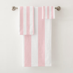 Pink & White Stripe Bathroom Towel Sets