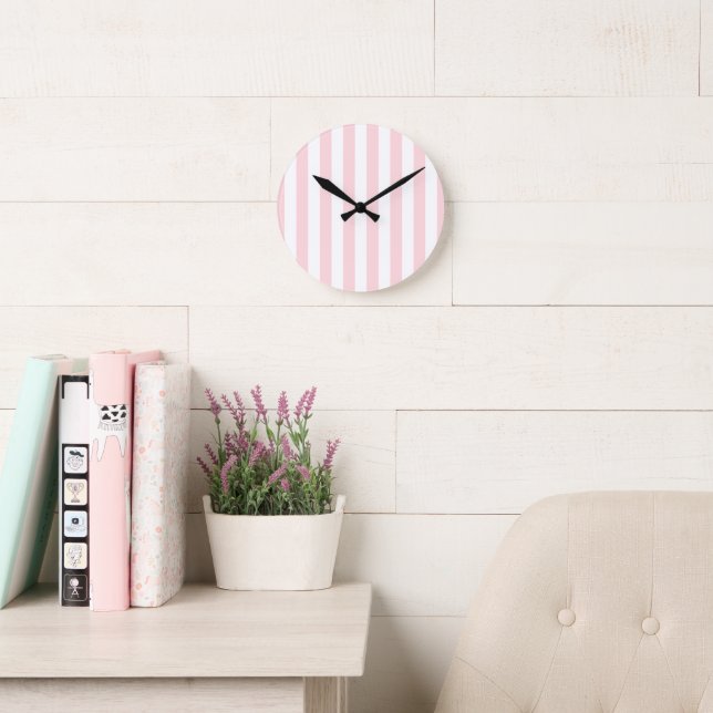 Pink & White Stripe Clock (Reading Room)