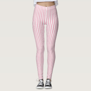 Pink & White Stripe Pattern Leggings