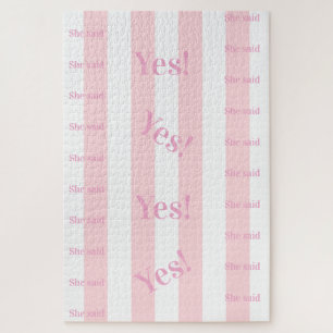 Pink & White Stripe She said Yes! Colors Puzzles 