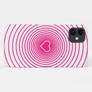 Pink White Striped iPhone Case Heart Choose Colour