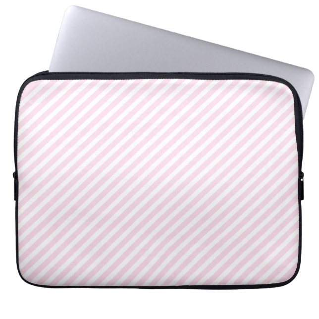 Pink & White Striped Laptop Sleeve (Front)