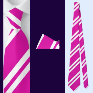 Pink White Striped Pattern          Tie