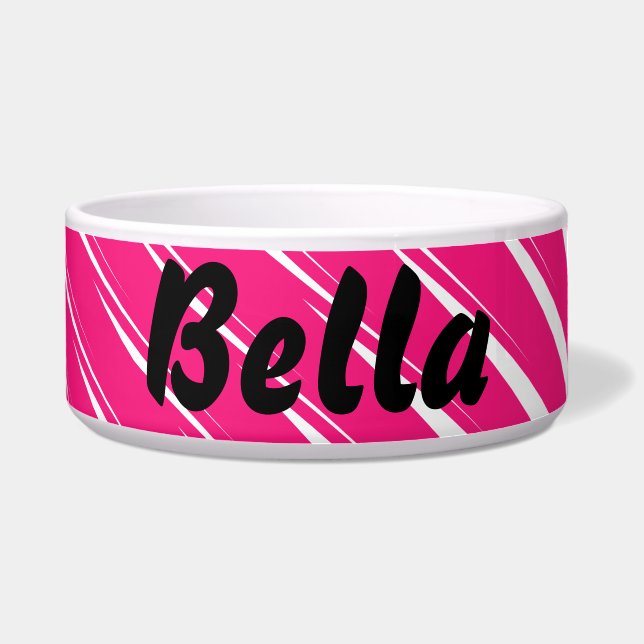 Pink White Stripes Art Custom Name Cute Pets Gift (Front)