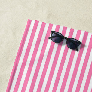 Pink + White Stripes Beach Towel