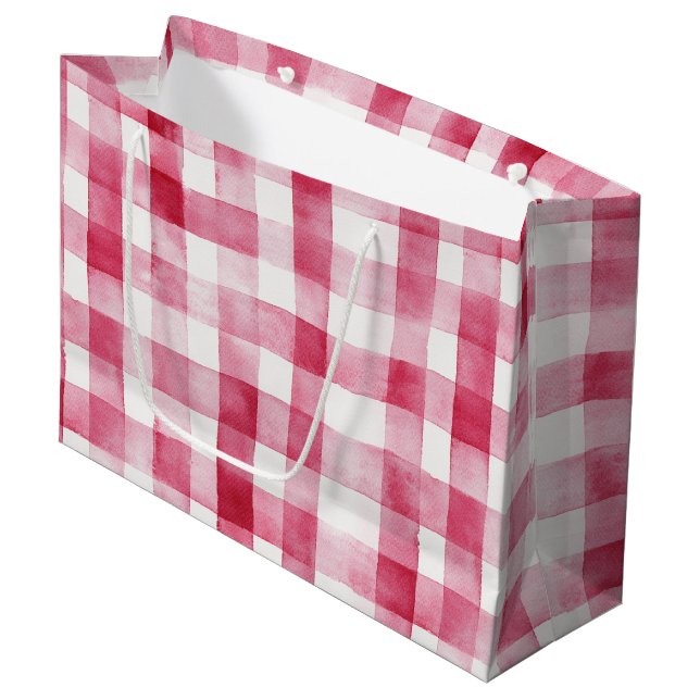 Pink White Stripes Birthday Large Gift Bag (Front Angled)