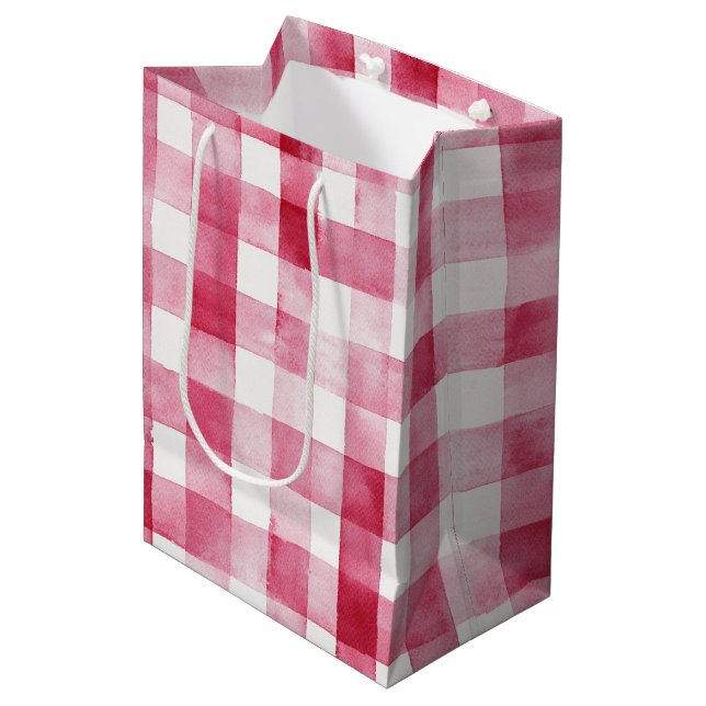 Pink White Stripes Birthday Medium Gift Bag (Front Angled)