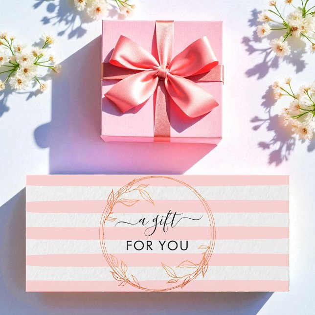 Pink White Stripes Business Gift Certificate (Creator Uploaded)