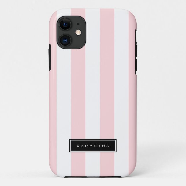Pink & White Stripes Case-Mate iPhone Case (Back)