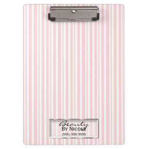 Pink White Stripes Elegant Chic Glam Personalised Clipboard