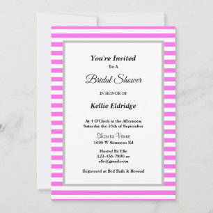 Pink/White Stripes Framed Bridal Shower Invitation