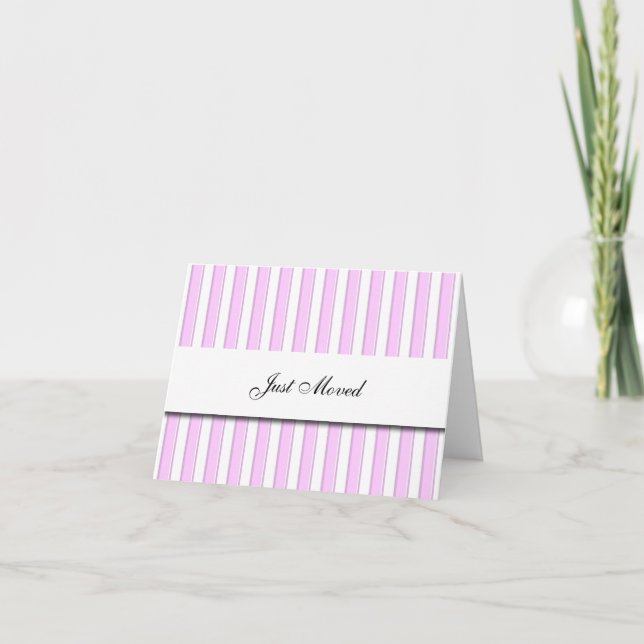 Pink White Stripes Just Moved Card (Front)