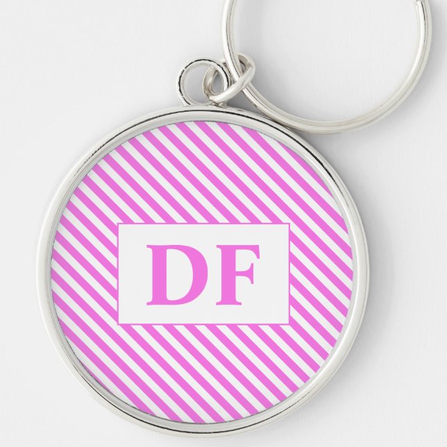 Pink/White Stripes Keychain (Front)