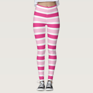 Pink & White Stripes  Leggings