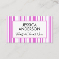 Pink & White Stripes Mummy Playdate Calling Card