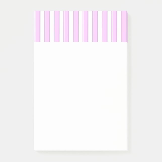 Pink White Stripes Pattern 4" x 6" Stickies Post-it Notes (Front)