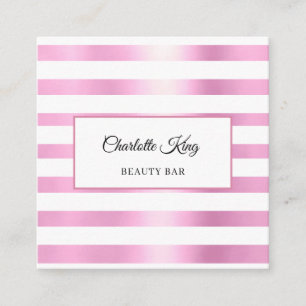 Pink White Stripes Salon Business Card
