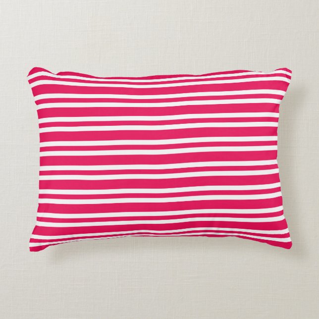 Pink White Stripes Seamless Pattern Decorative Cushion (Front)