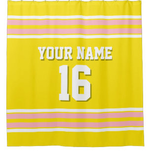 Pink White Stripes Sports Jersey Shower Curtain