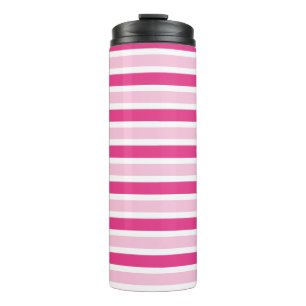 Pink/ White Stripes  Thermal Tumbler
