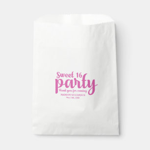 Pink & White Sweet 16 Thank You Personalised Favour Bags