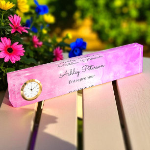 Pink White Teacher Fashion Blogger Nameplate