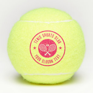 Pink White Tennis Theme Club Name Balls