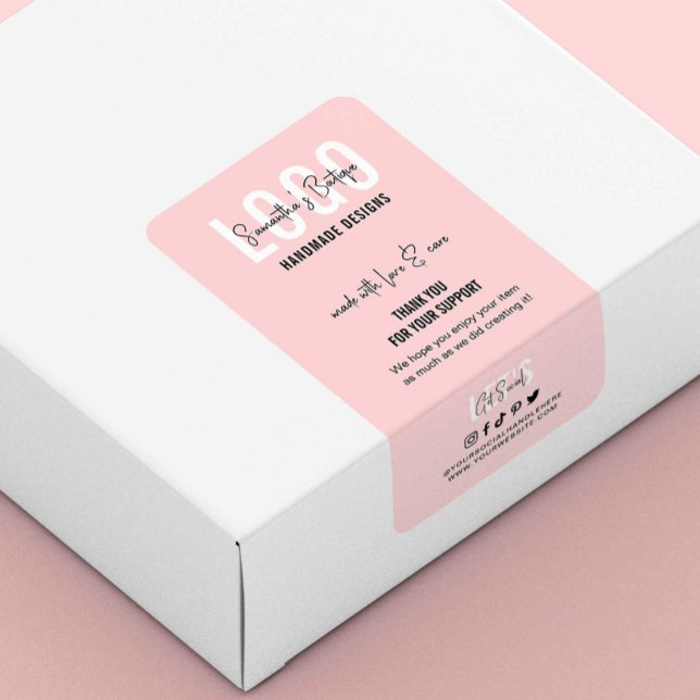Pink & White Thanks for Purchase Logo Packaging (Creator Uploaded)