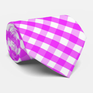 Pink white tiled plaid pattern  tie