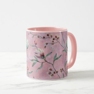 Pink & White Tulips Anemones Pattern Mug