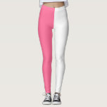 Pink White Two Tone Colour Split Leggings<br><div class="desc">Pink and White two tone split colour half sides design leggings. #twotoneleggings #colorsplitleggings</div>